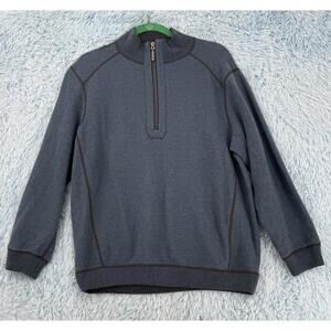 Tommy Bahama Reversible Sweater Mens Large 1/4 Zip Pullover Blue Gray Large